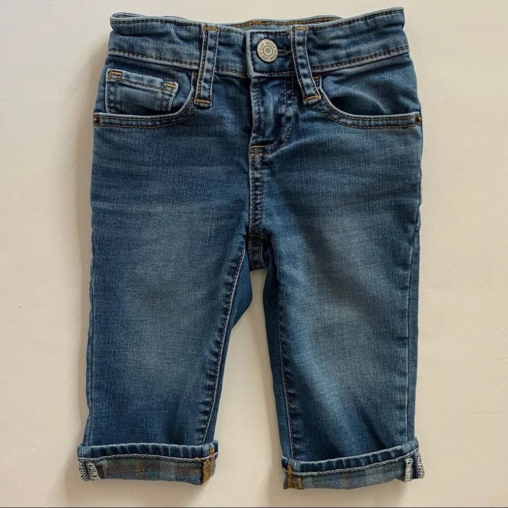 Gap Jeans size 12-18 Months plaid flannel cuffs Denim pants baby boys Gapkids